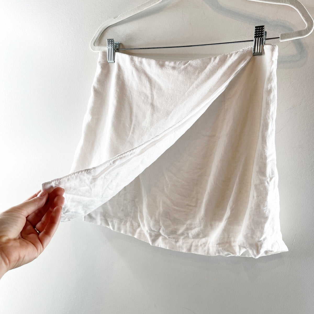 Abercrombie & Fitch Linen Blend Wrap Front Mini Skirt Skort White Medium