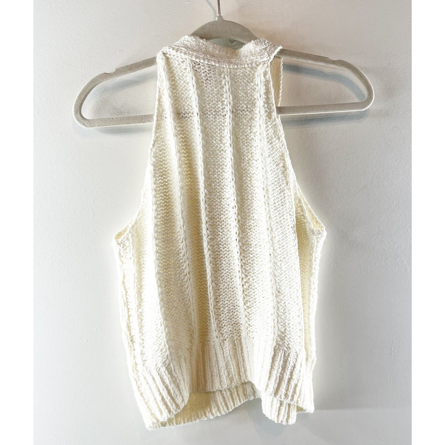 Pilcro Anthropologie Cable Knit Sleeveless Sweater Vest Ivory White Small