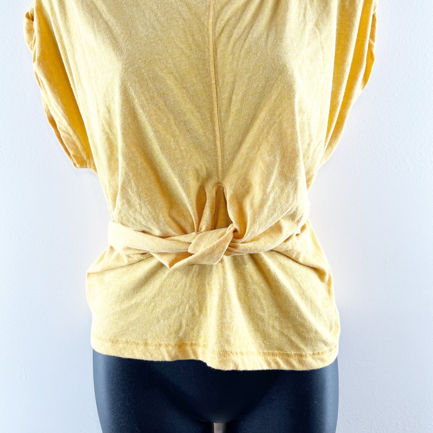 Free People Movement Swaying Sunflowers Wrap Tie Short Sleeve T-Shirt Yellow S