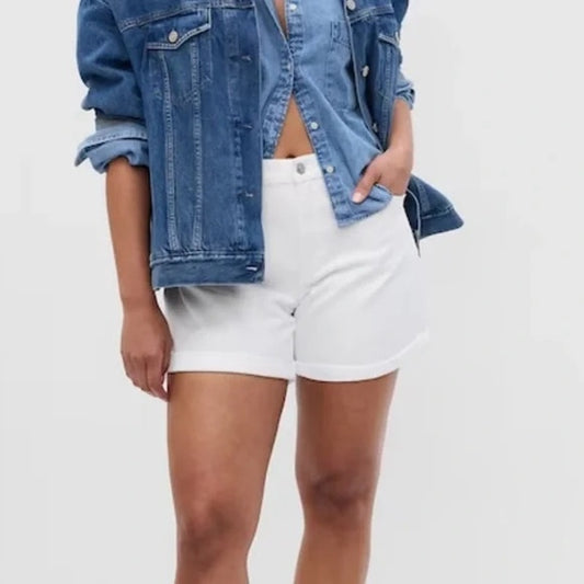 GAP Mid Rise 5" Girlfriend Denim Jean Shorts White 20