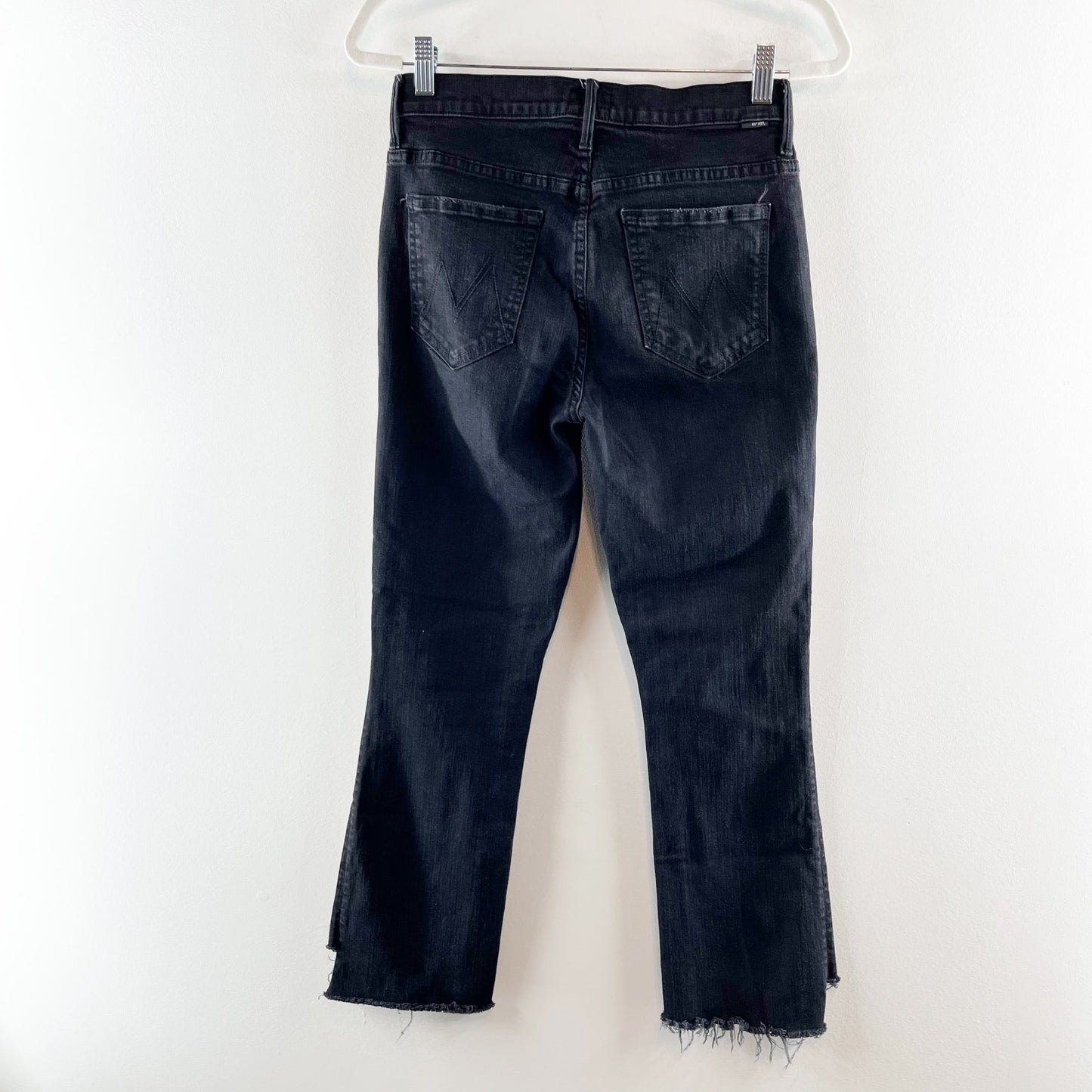 Mother High Waisted Denim The Insider Crop Step Fray Jeans Not Guilty Black 29