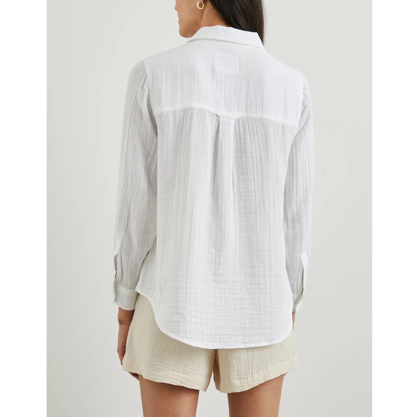 Rails Ellis 100% Cotton Gauze Long Sleeve Button-Up Shirt Top White XS