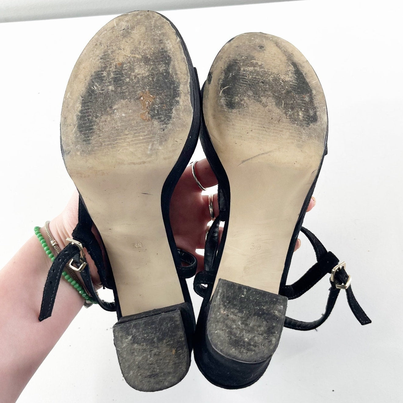 Dune London Ankle Strap Platform Suede Velvet Pumps Sandals Shoes Black 8.5