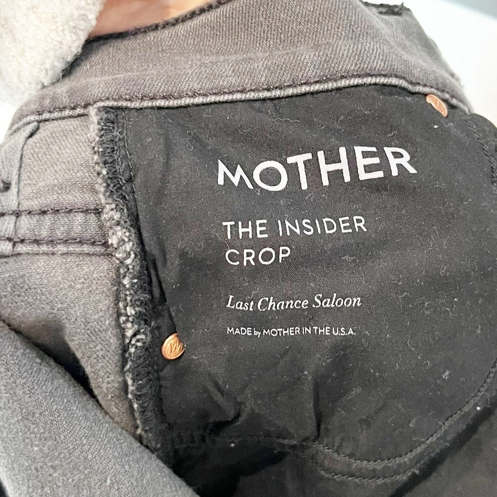 Mother The Insider Crop Bootcut Distressed Jeans Last Chance Saloon Black 25