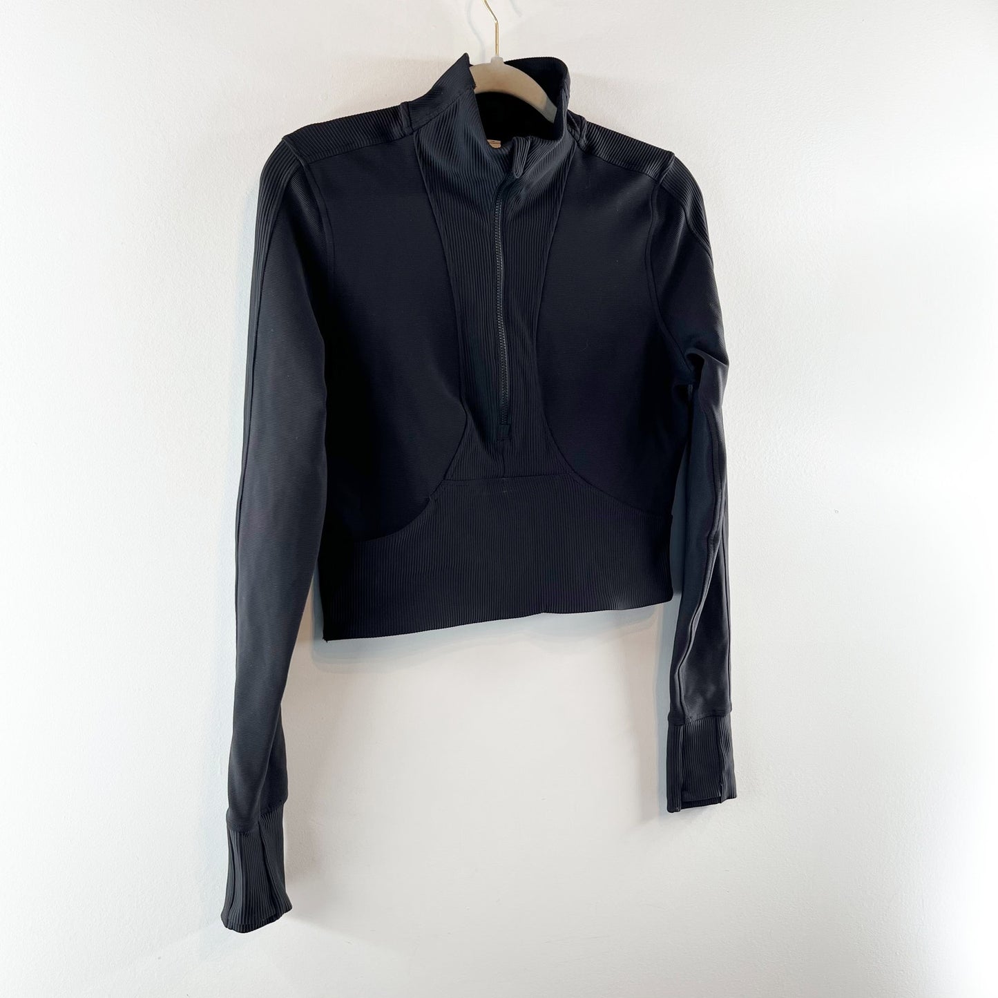 Lululemon Take it in Stride Cropped 1/2 Zip Long Sleeve Pullover Black 10