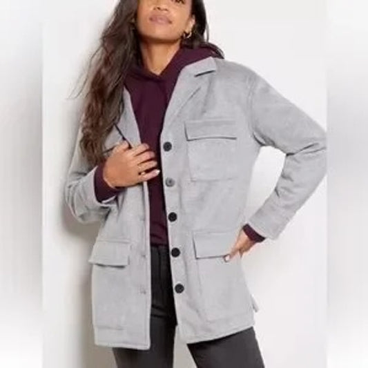 Sanctuary Fisher Long Sleeve Button Up Car Coat Jacket Gray XS