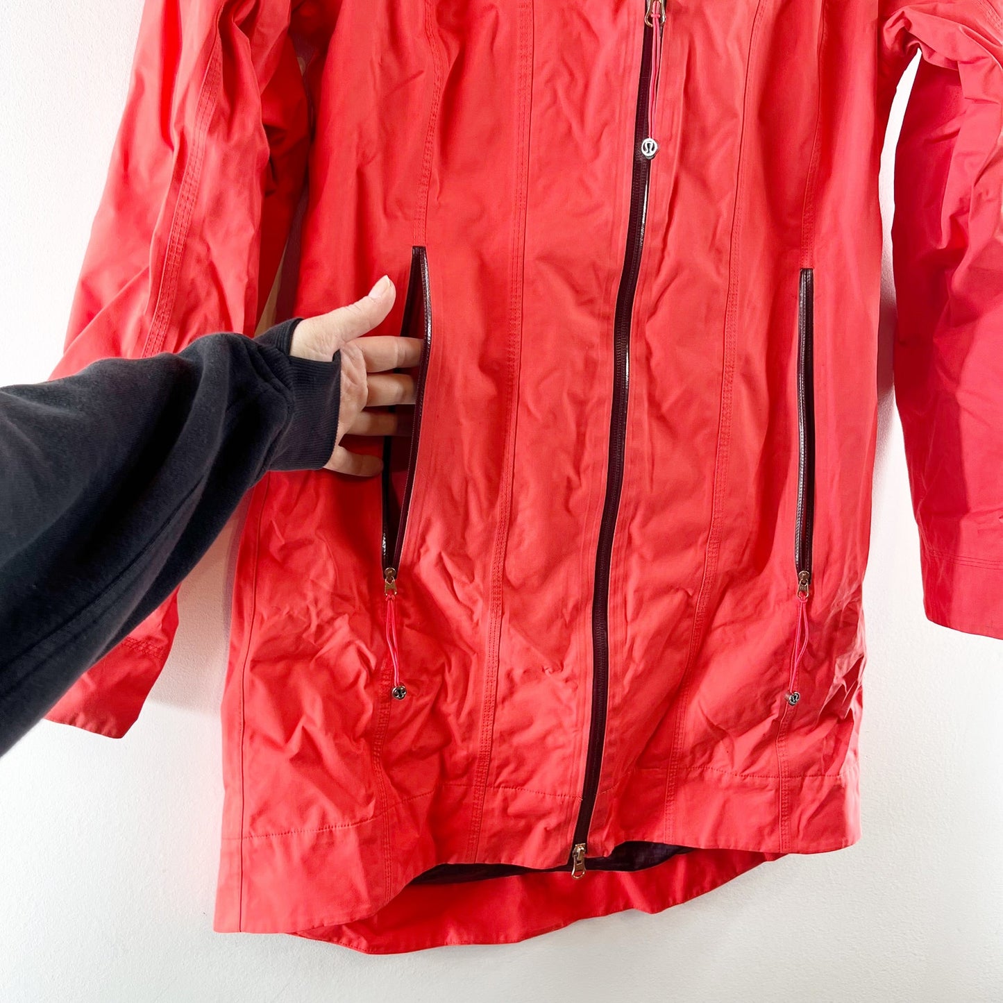 Lululemon Athletica Full Zip Right As Rain Jacket Parka Flare Bordeaux Drama 6