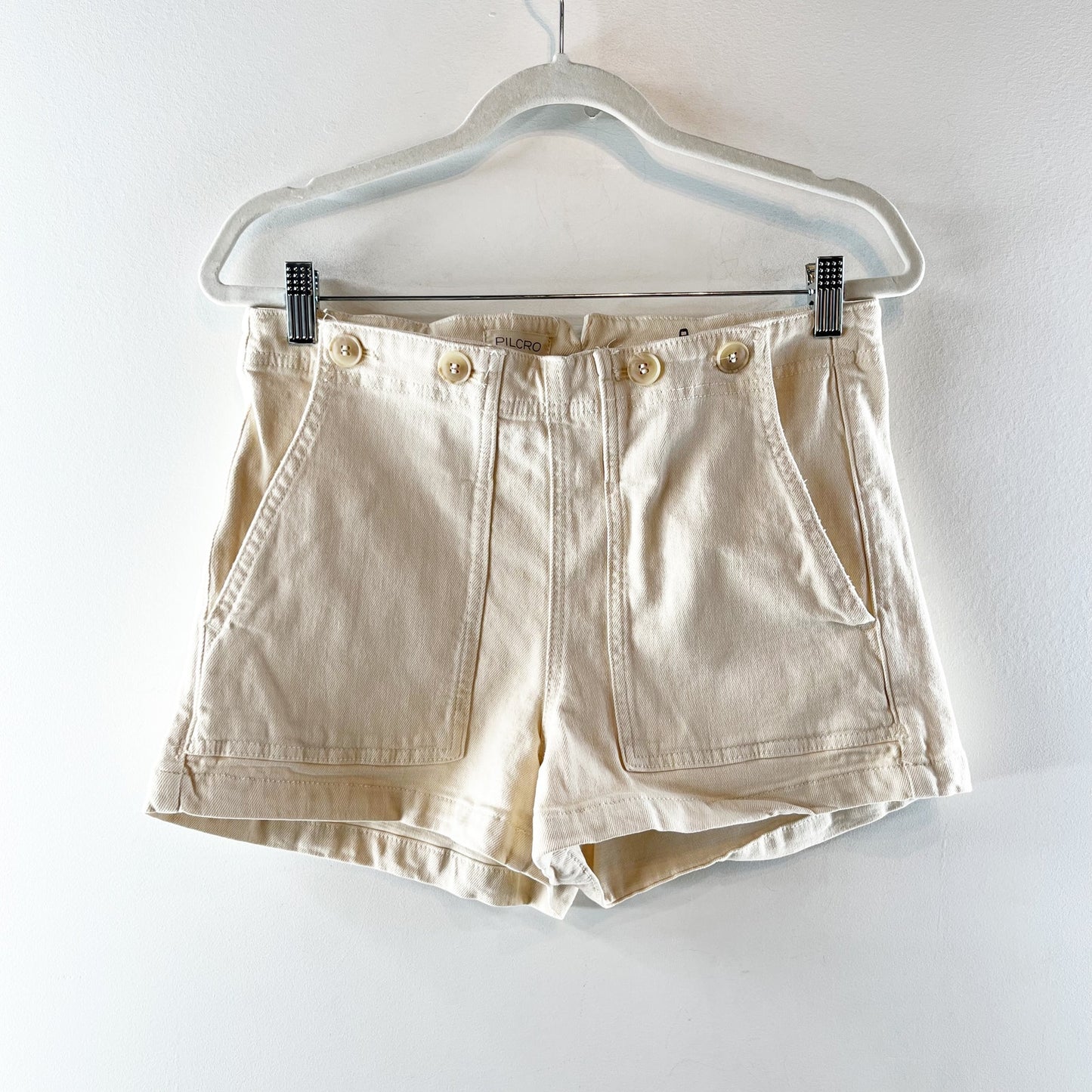 Pilcro by Anthropologie The Kit High-Rise Utility Shorts Cream 29