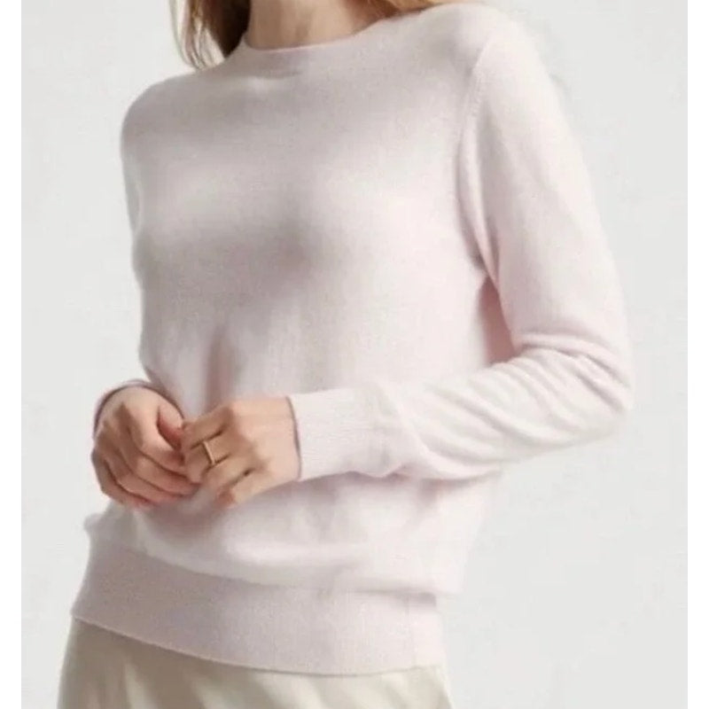 Quince Mongolian Cashmere Crewneck Long Sleeve Sweater Minimal Pink Medium