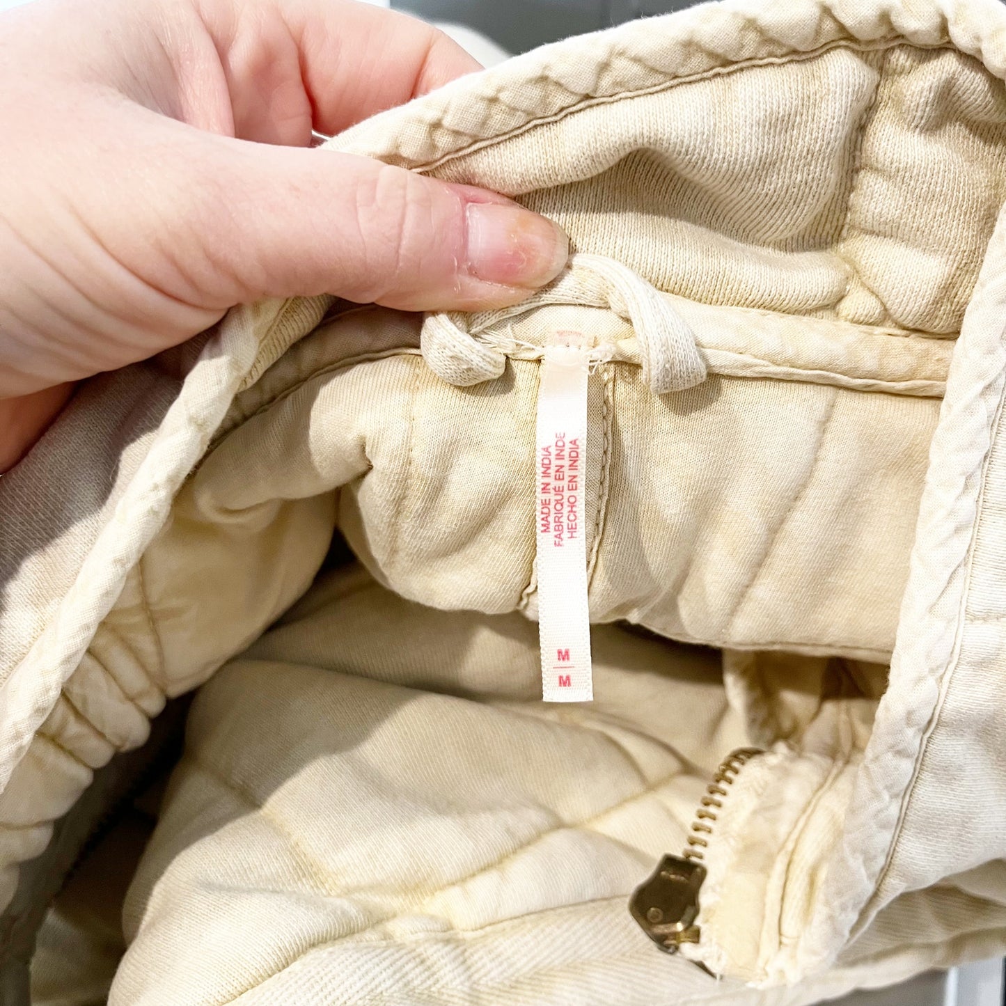 Free People Dolman Quilted Oversized Zip-Up Slouchy Knit Jacket Vanilla Creme M