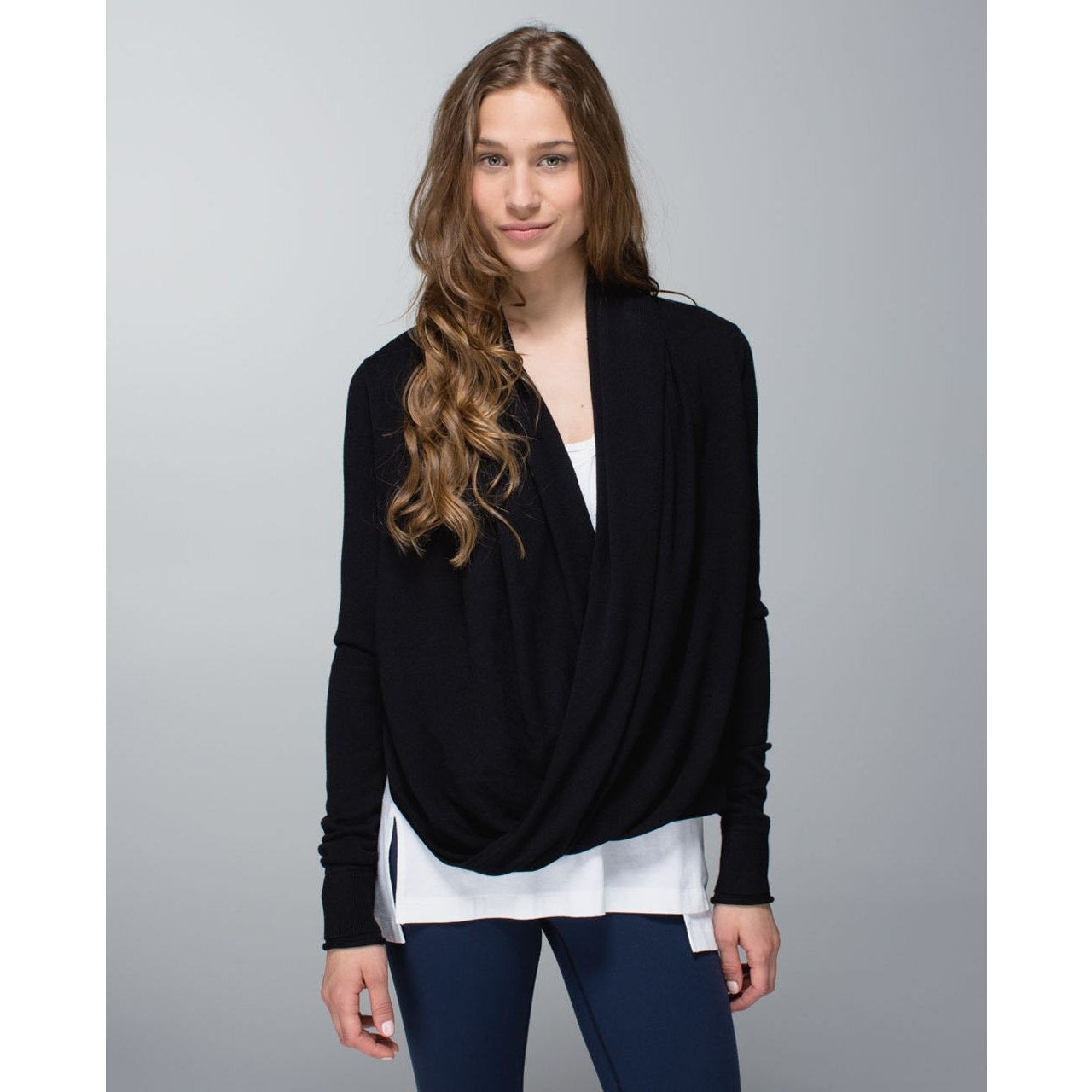 Lululemon Iconic Long Sleeve Wrap Draped Sweater Black 6