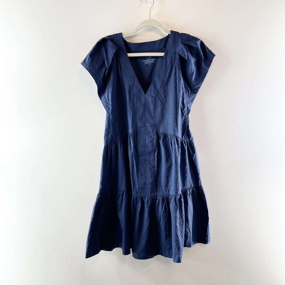 Vineyard Vines Performance Sophie Short Flutter Sleeve Harbor Dress Navy Blue S
