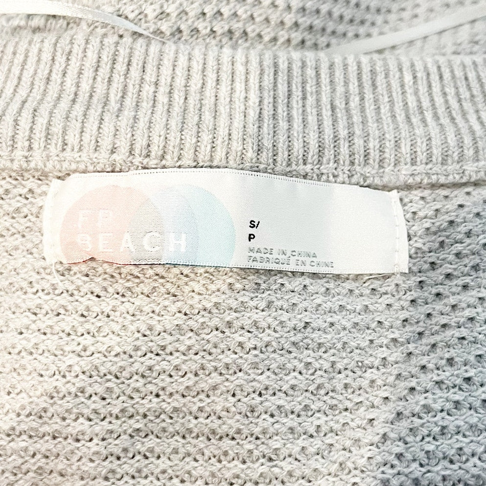 Free People Beach Hailee Midi Long Sleeve Waffle Knit Sweater Dress Gray Small