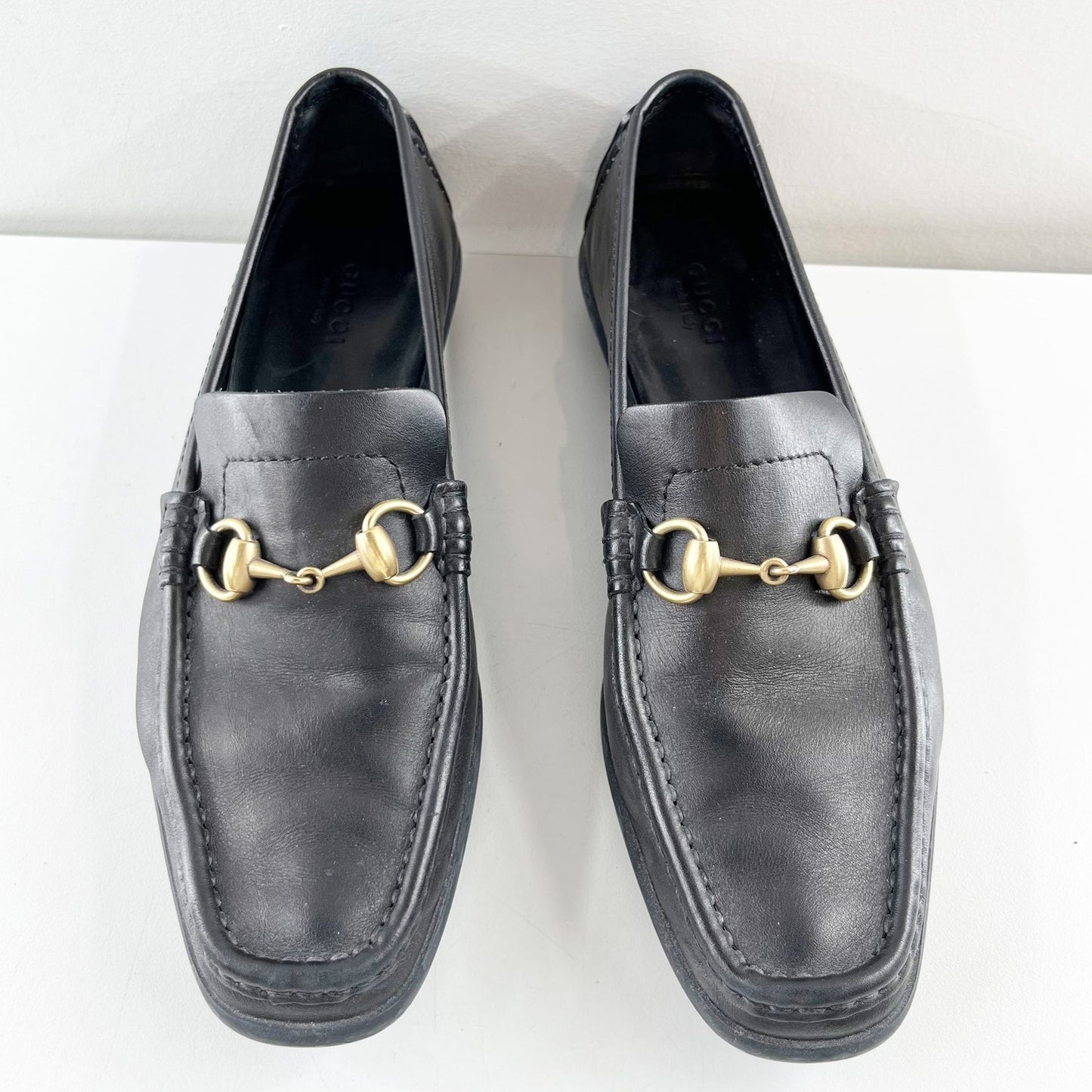 Gucci Vintage Leather Horsebit Loafers Black 8.5