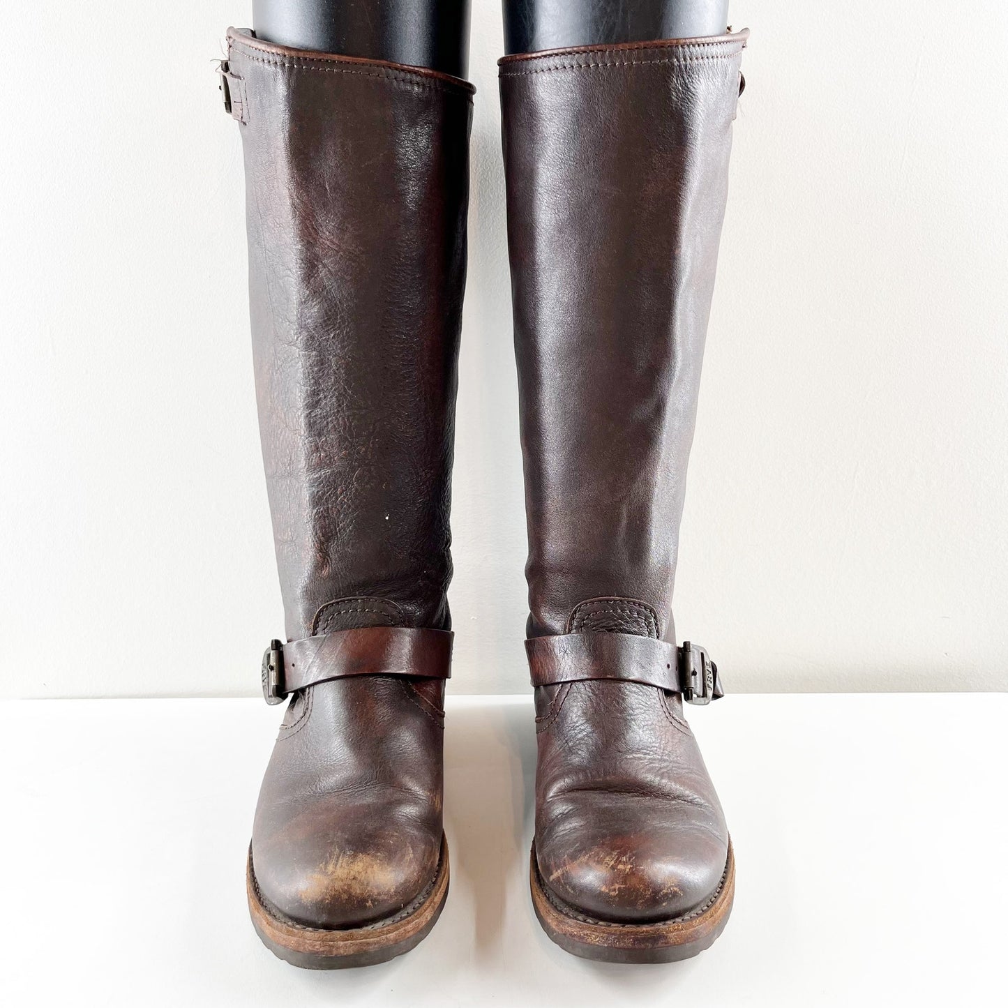 FRYE Veronica Leather Riding Slouch Knee High Boots Brown 7.5