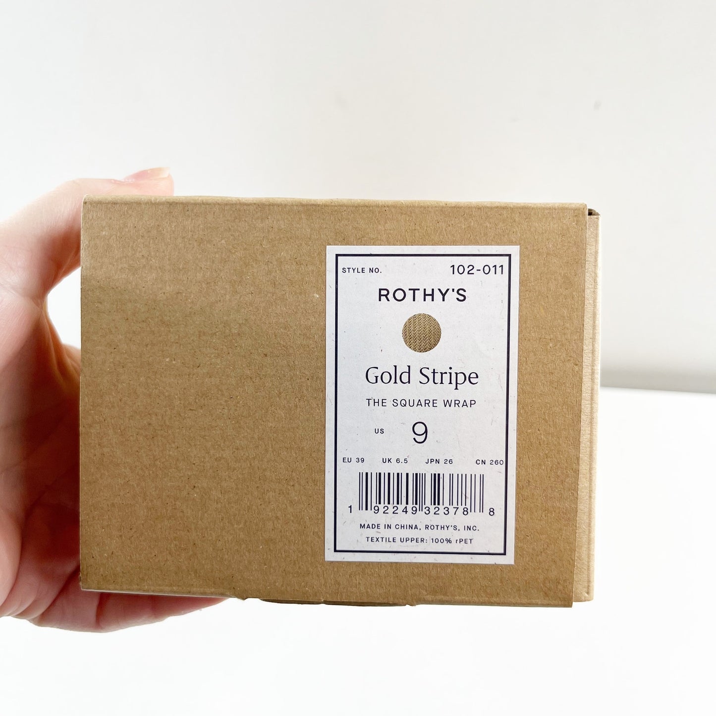 Rothy's The Square Wrap Ballerina Flats Shoes Gold Stripe 9