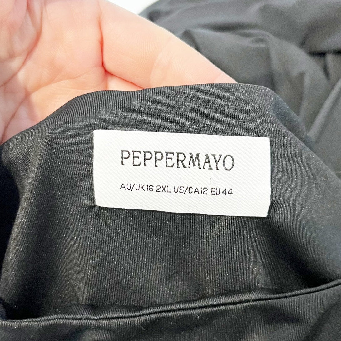Peppermayo Karma Sheer Lace Panel Maxi Dress Black 12