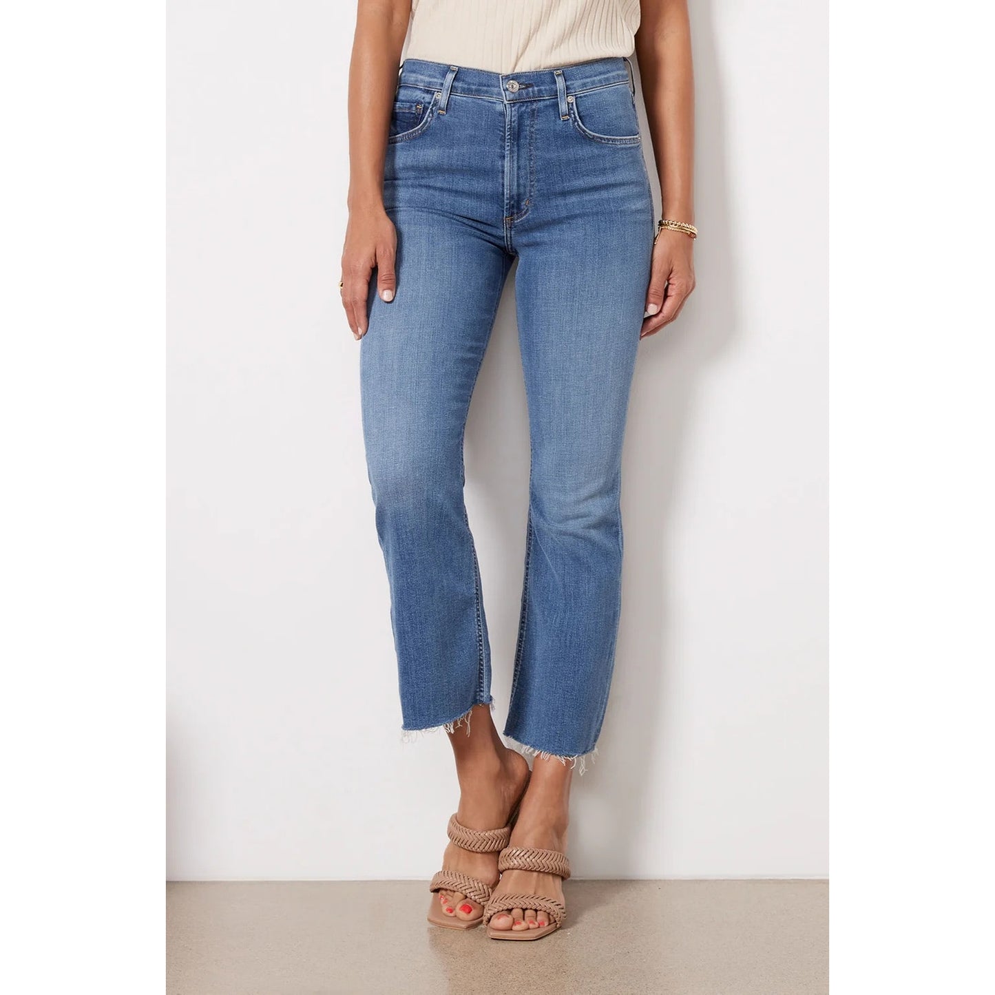 Citizens of Humanity High Rise Isola Cropped Boot Cut Jeans Blue 25