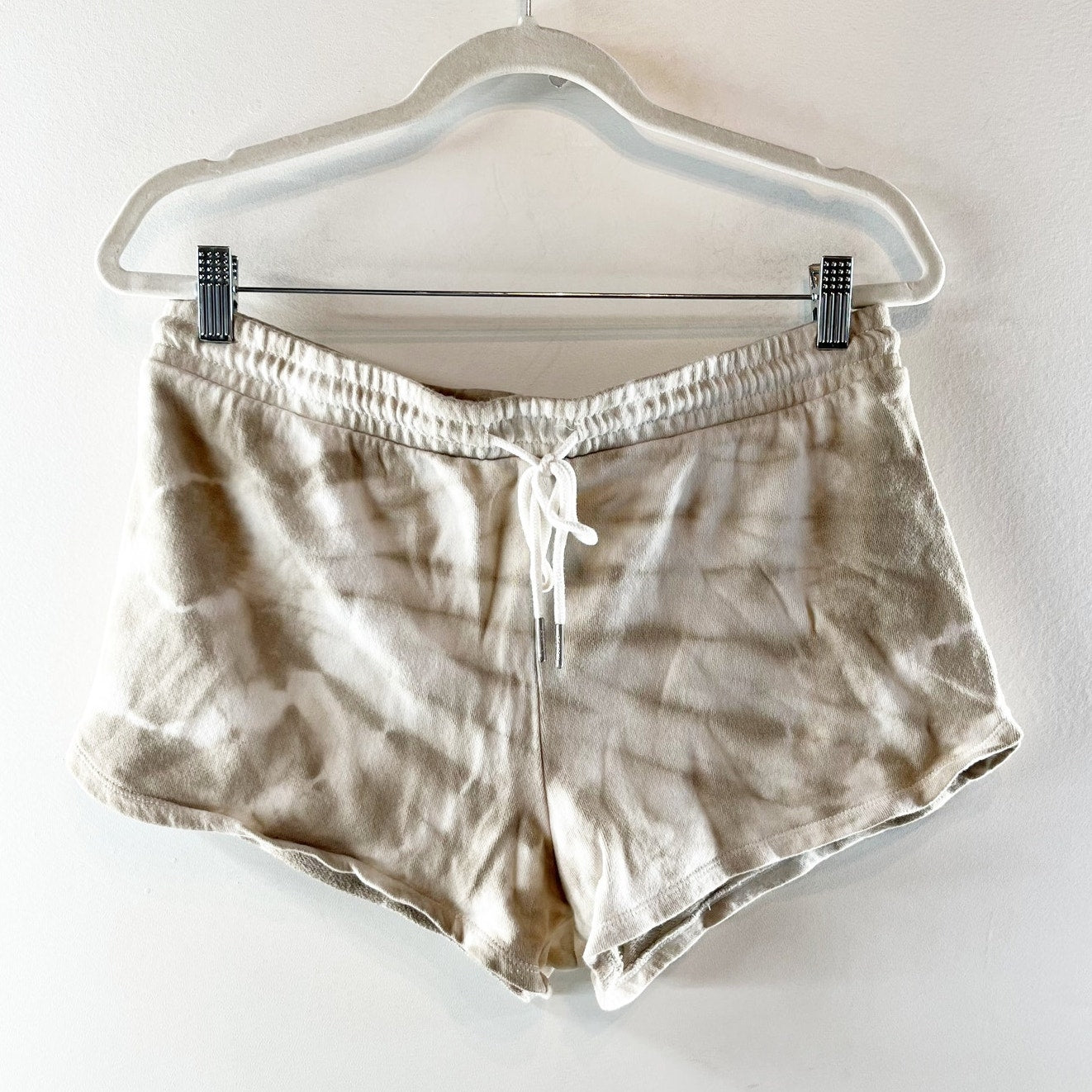 Z Supply Cotton High Rise Tie Dye Lounge Shorts White Gray Medium
