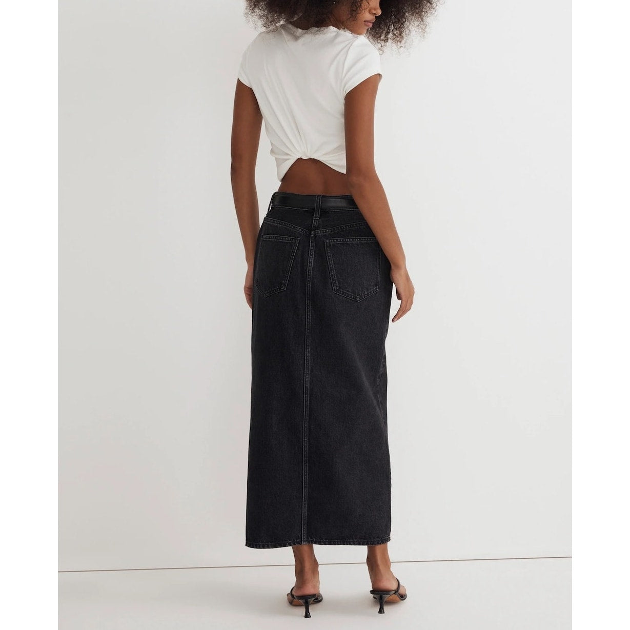 Madewell Cotton Denim Mid-Rise Maxi Skirt in Lunar Wash Black 30 / 10