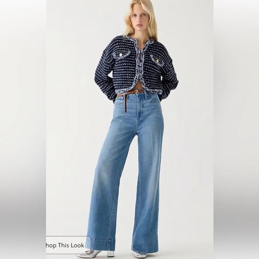 J. Crew High Rise Wide Leg Trouser Jeans Blue 30 / 10