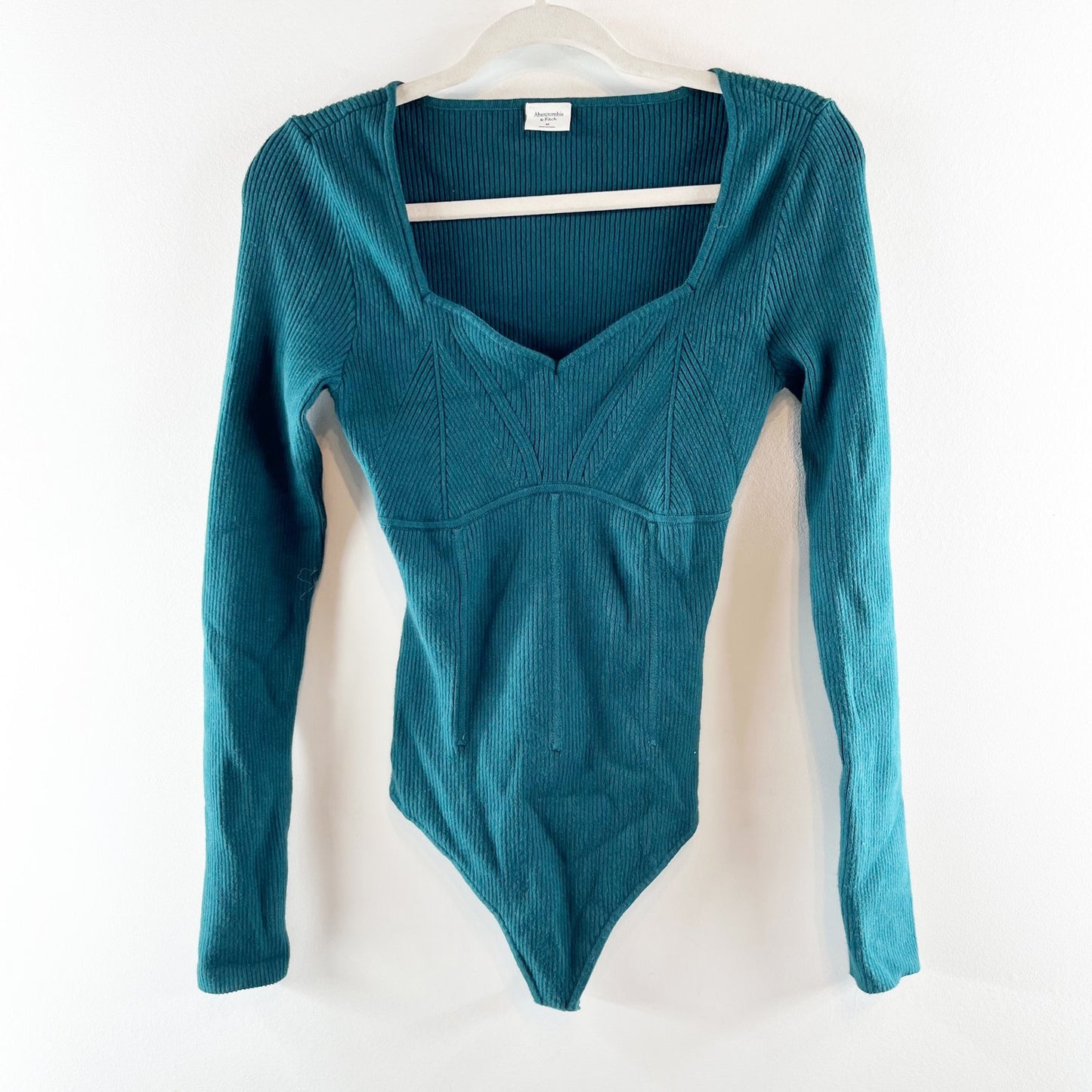 Abercrombie Long Sleeve Sweetheart Neckline Sweater Bodysuit Green Medium