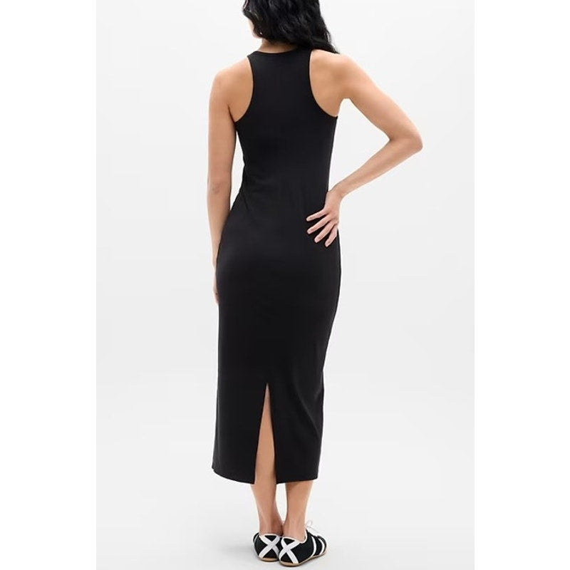 Athleta Signature Rib Tank Maxi Dress Black Medium Tall