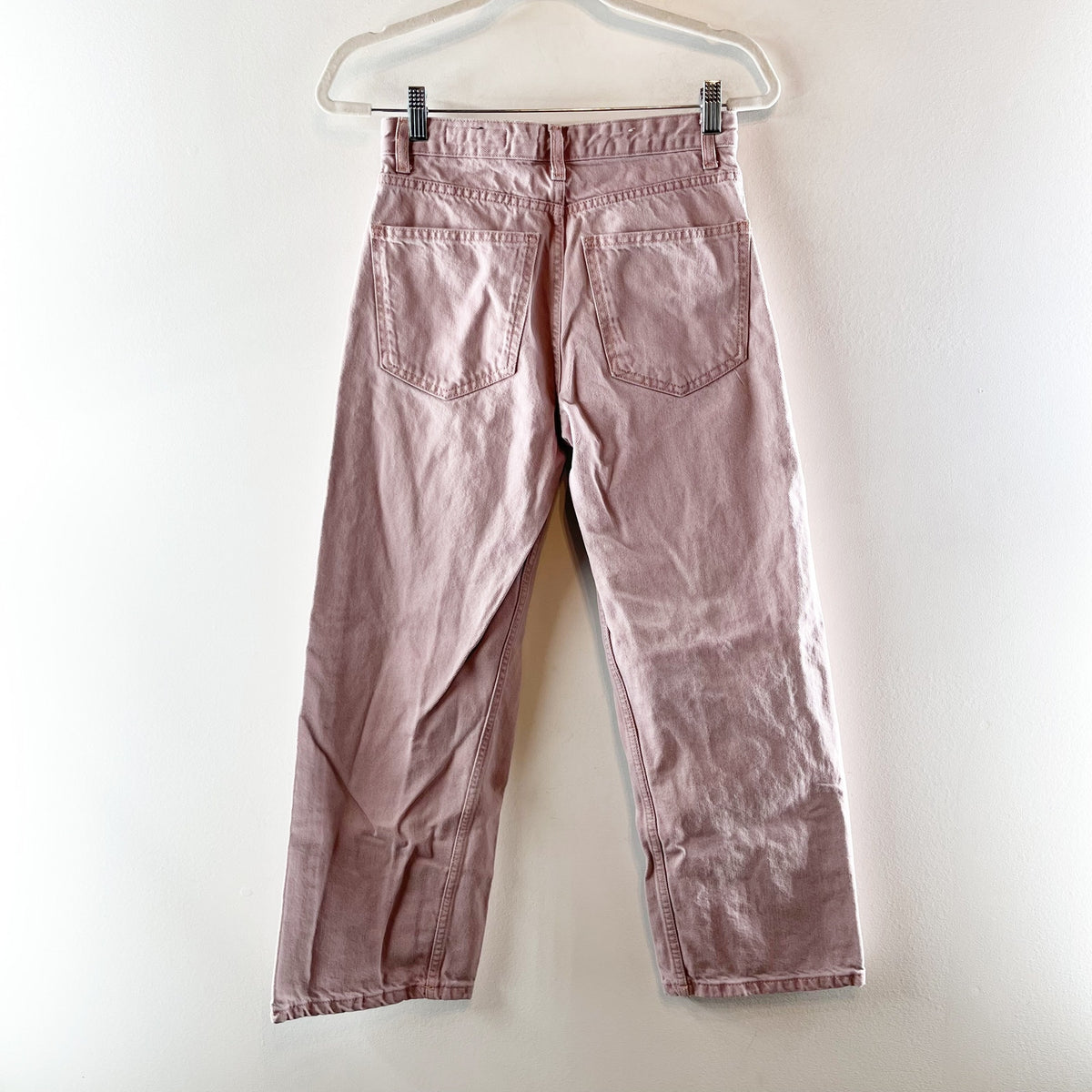 ZARA High Rise Straight Leg Jeans Dusty Light Pink 2