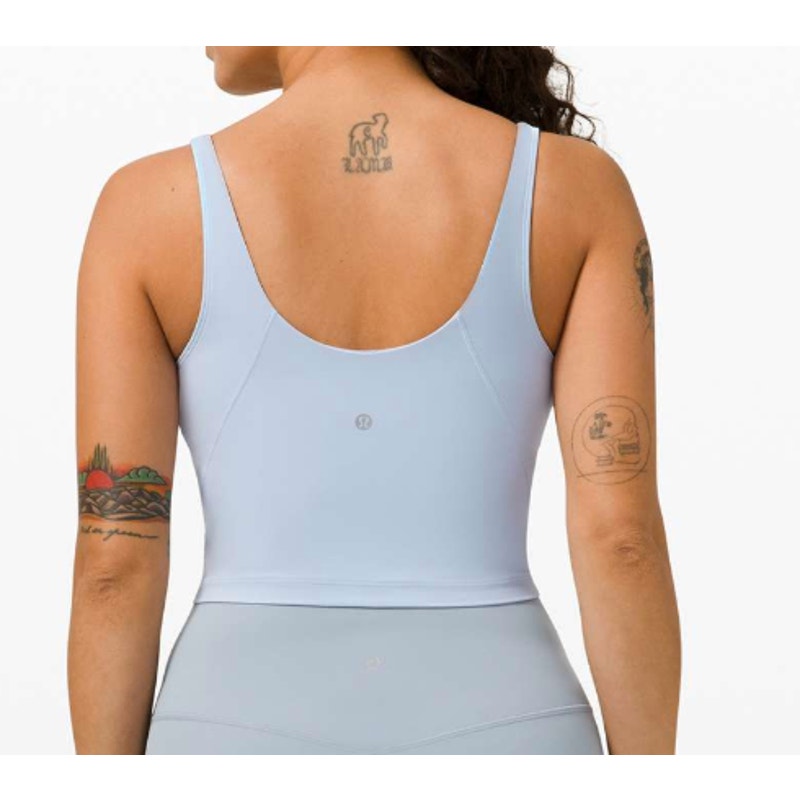 Lululemon Align Cropped Built In Bra Tank Top Blue Linen 8