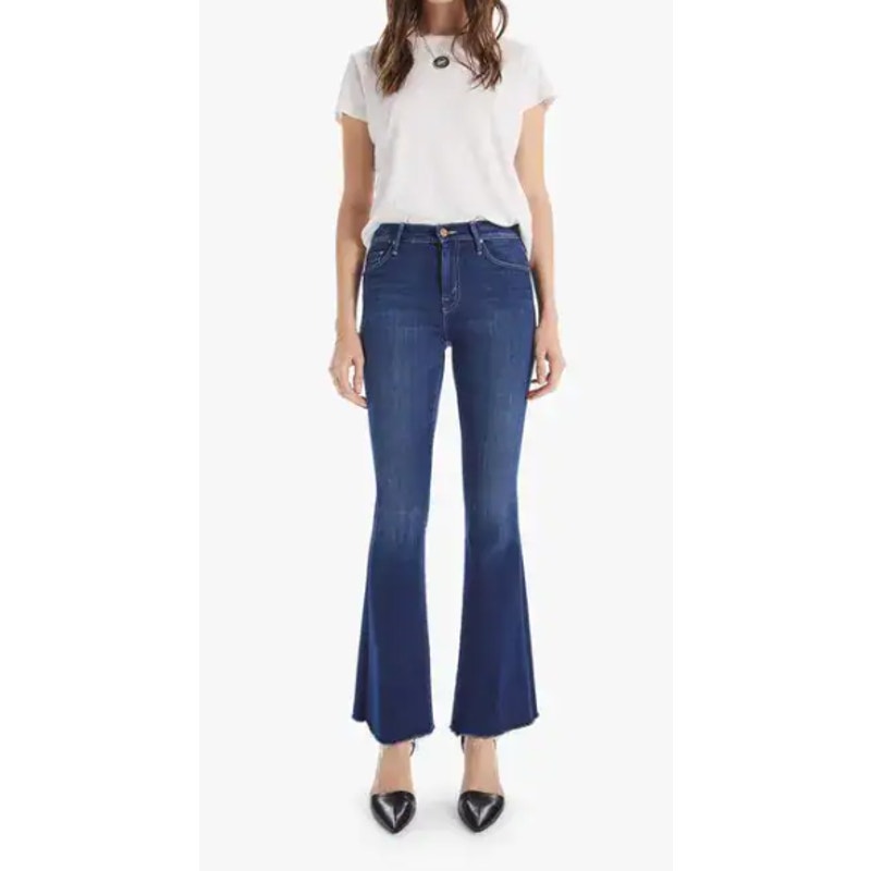 Mother The Weekender Mid-Rise Frayed Hem Denim Flare Jeans Home Movies 27