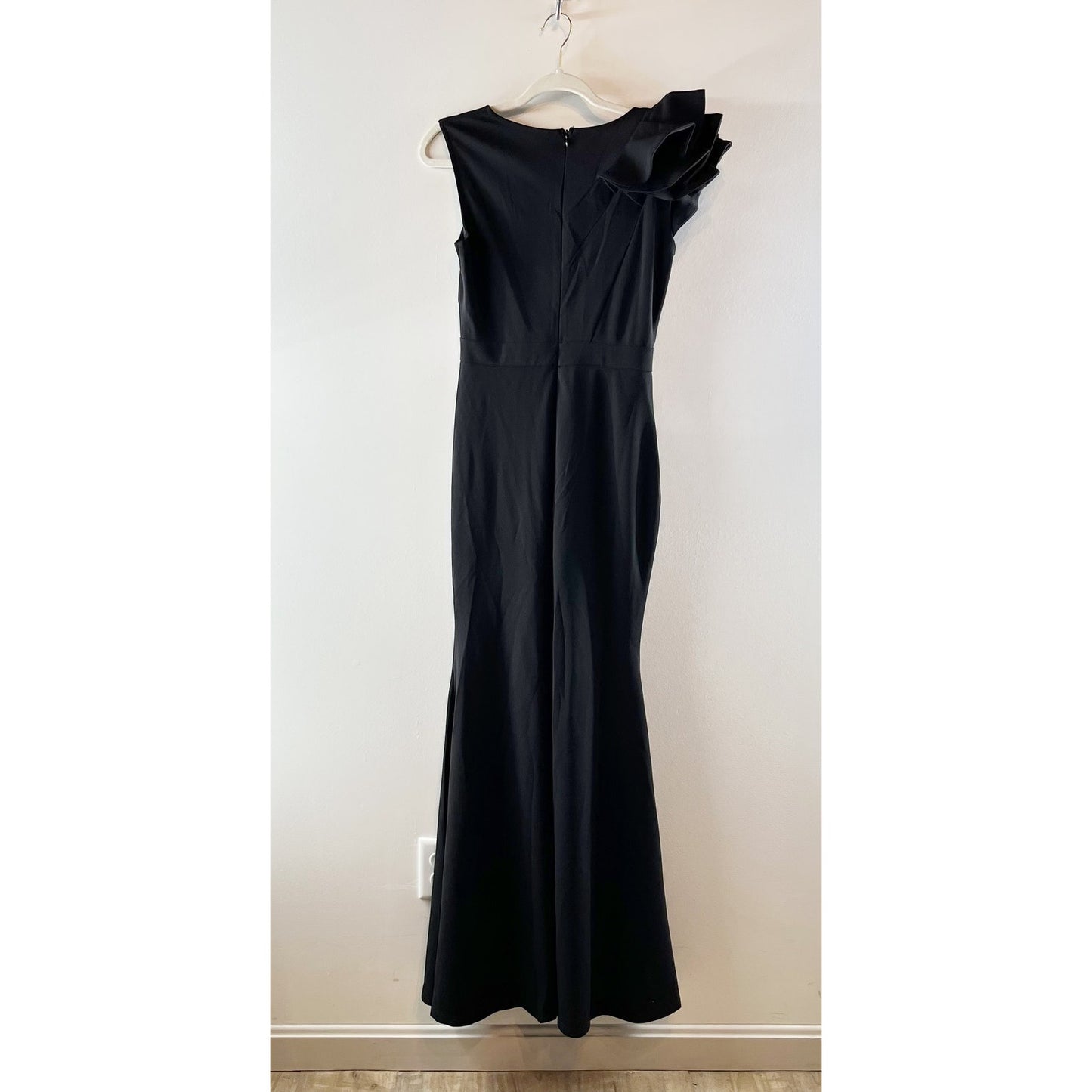 Lulus Lucette Sleeveless Ruffled Mermaid Maxi Dress Gown Black Medium