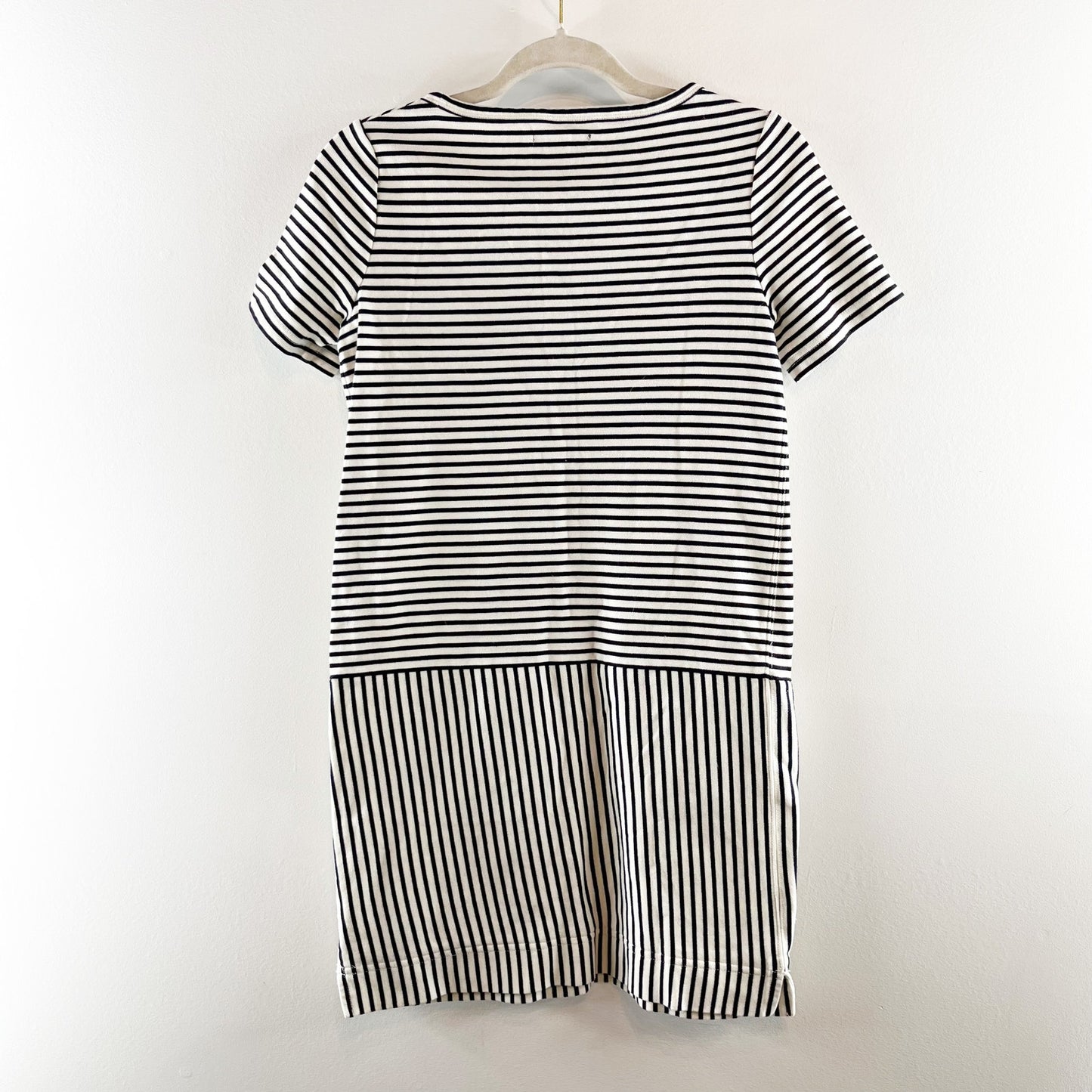 Madewell Dockside Short Sleeve Cotton Striped Mini Shift Dress Blue White XS