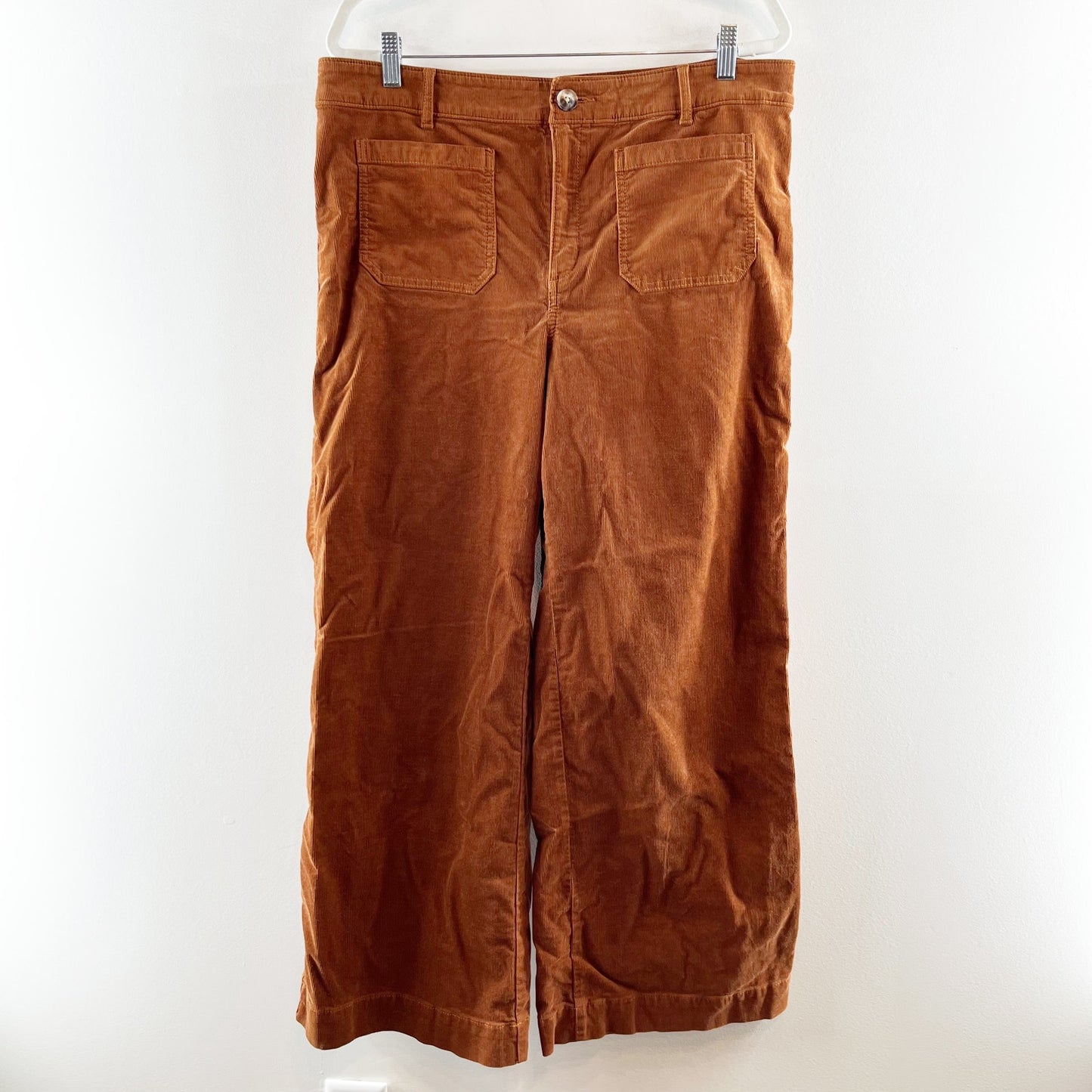 LOFT Palmer High Rise Wide Leg Pants in Brushed Corduroy Brown 14