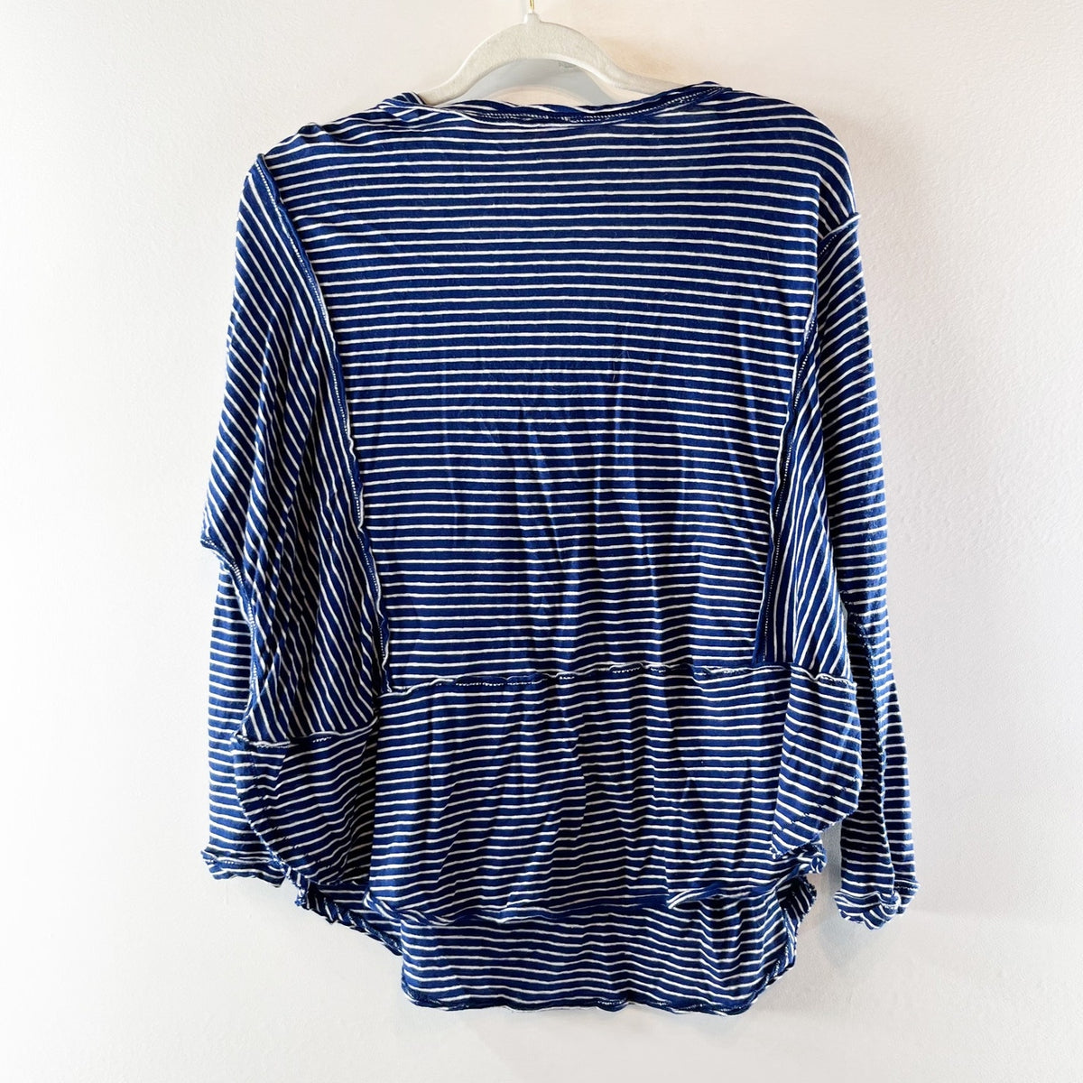 Free People Hong Kong Striped Long Sleeve Henley Tee Shirt Blue XS