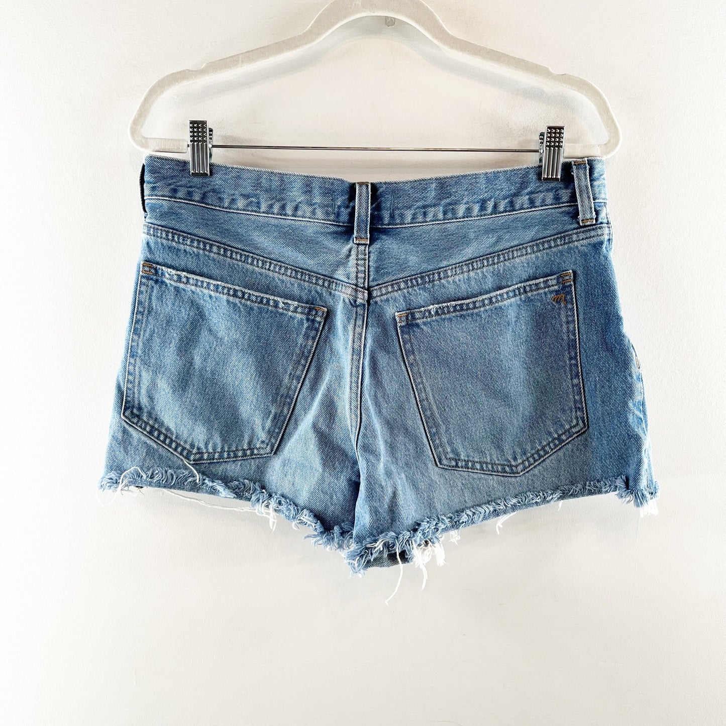 Madewell High Waisted Relaxed Raw Hem Denim Jean Shorts Kelton Wash 29