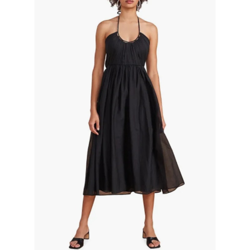 La Ligne Rosemary Sleeveless Halter Neck Fit & Flare Midi Dress Black XS