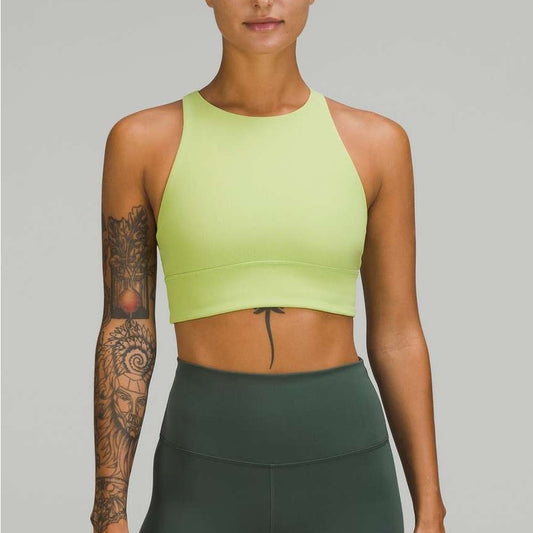 Lululemon Athletica Energy High-Neck Longline Ribbed Luxtreme Bra Lucid Lime 4