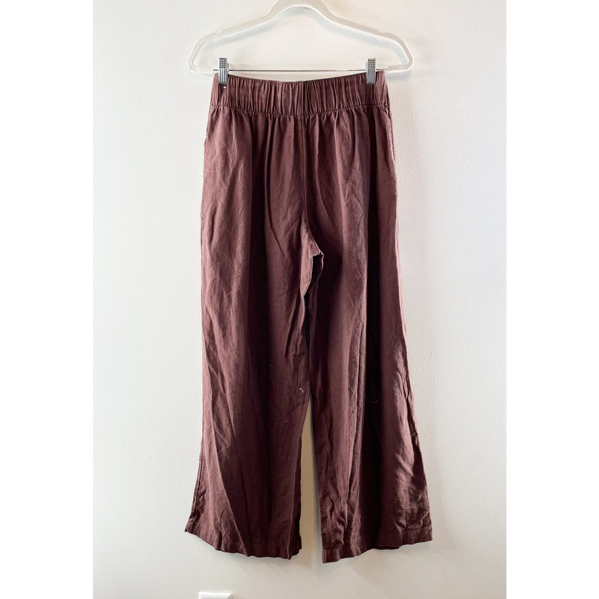 Abercrombie Linen Blend Pull On High Rise Wide Leg Pants Brown Small