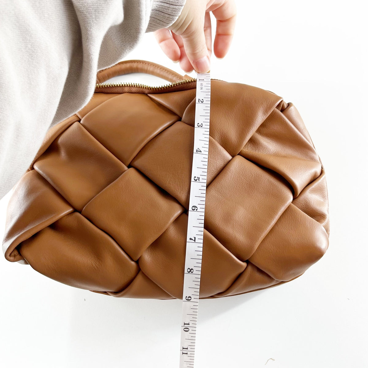 Valentina Fiore Quilted Leather Crossbody Bag Purse Brown