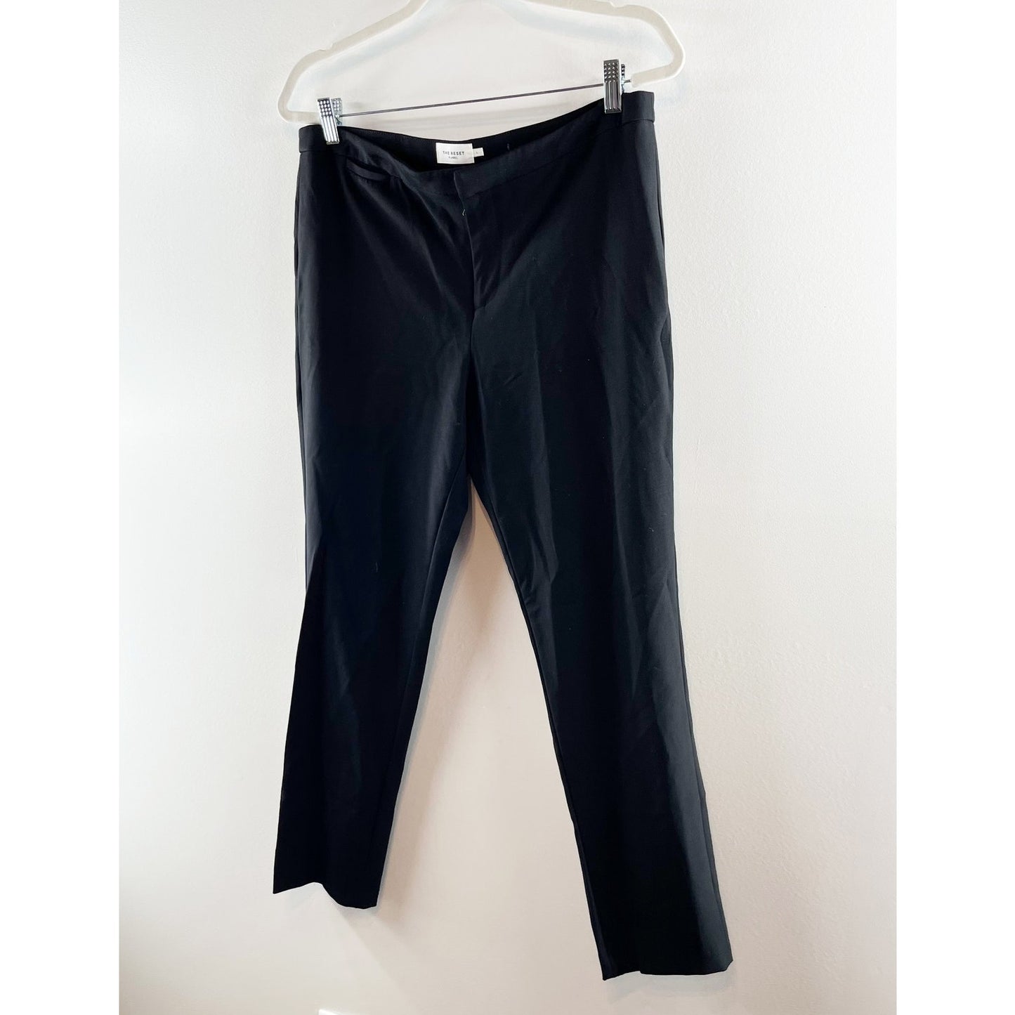 The Reset The Label High Rise Slim Ponte Trouser Ankle Pants Black Large