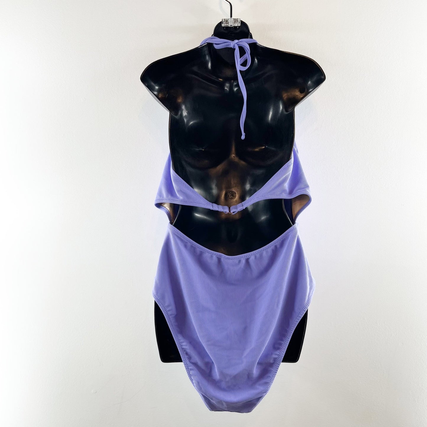 Shade & Shore Knot Cutout Halter One Piece Swimsuit Purple XL