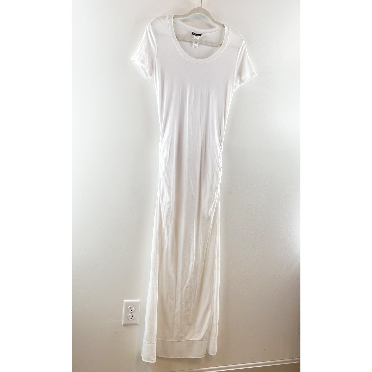 Tommy Bahama Short Sleeve Scoop Neck Slit Hem Maxi T-Shirt Dress White XS