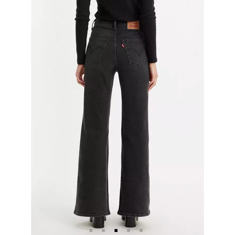 Levi's High Rise Ribcage Bell Flare Jeans Dark Wash Black 25