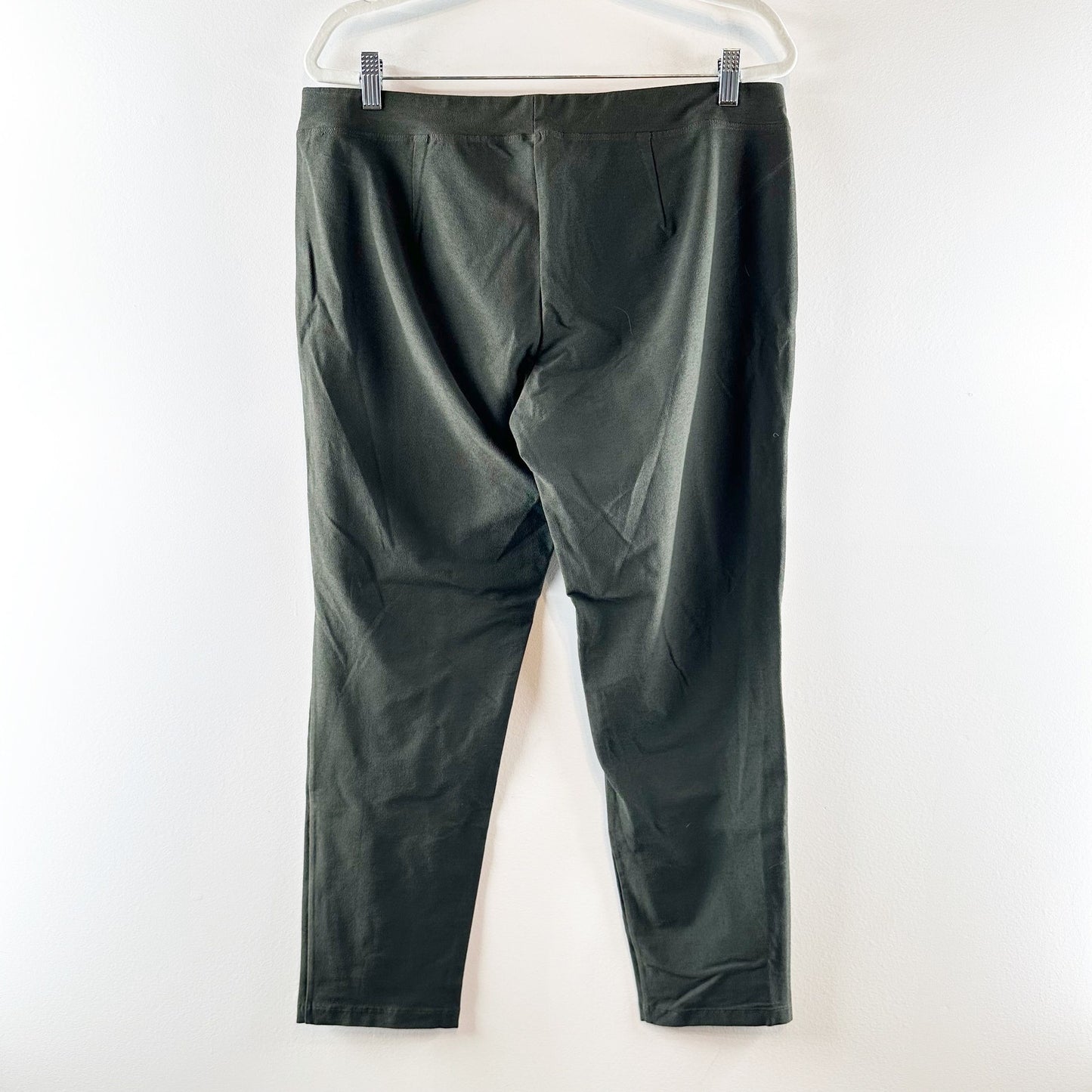 Eileen Fisher Machine Wash Slim Fit Ankle Stretch Crepe Pants Green Large