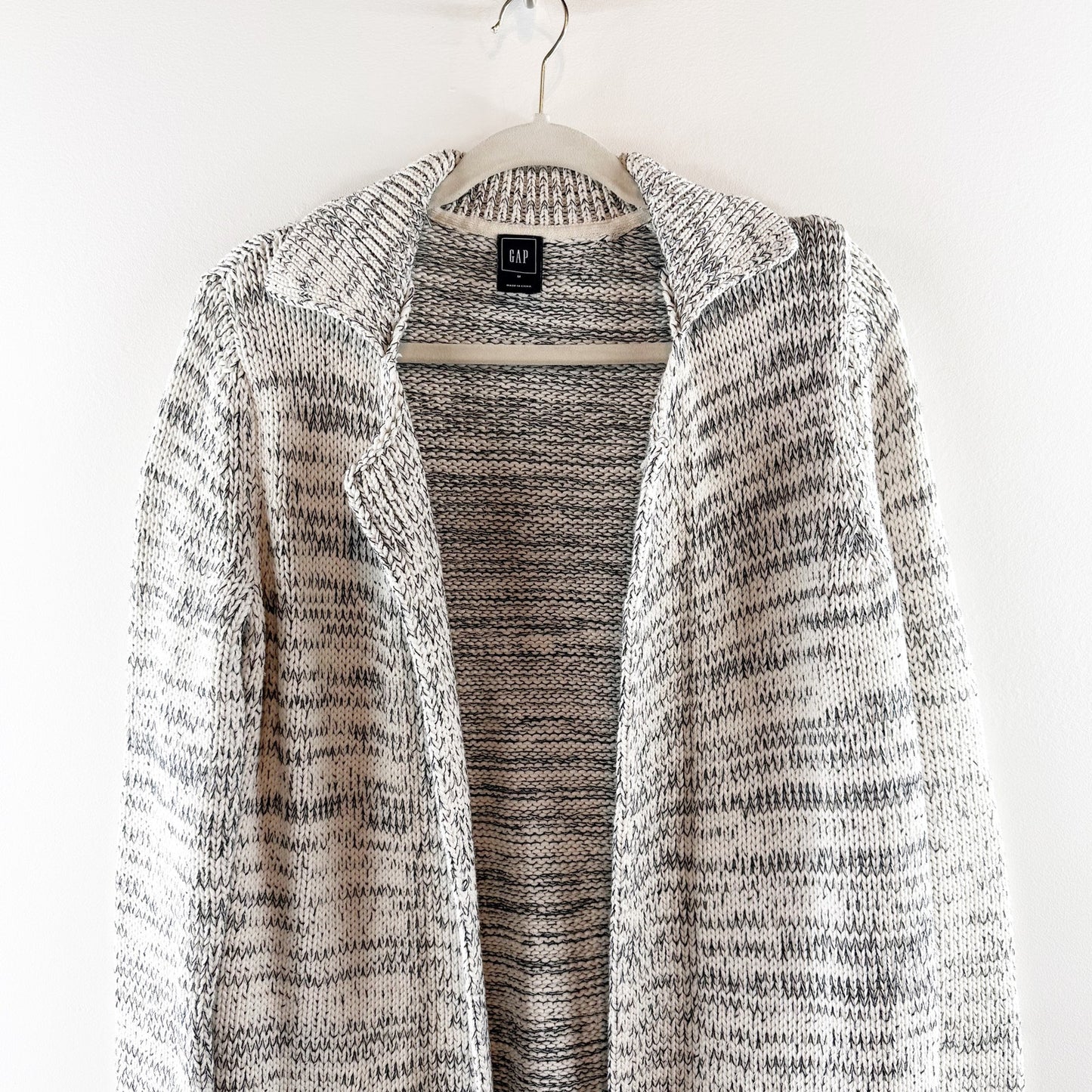 GAP Marled Knit Long Sleeve Open Cardigan Sweater Gray Medium