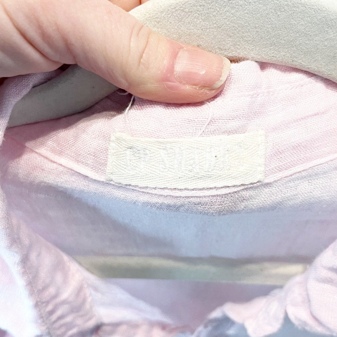 CP Shades Romy Linen Long Sleeve Button Down Shirt Top Pink Medium