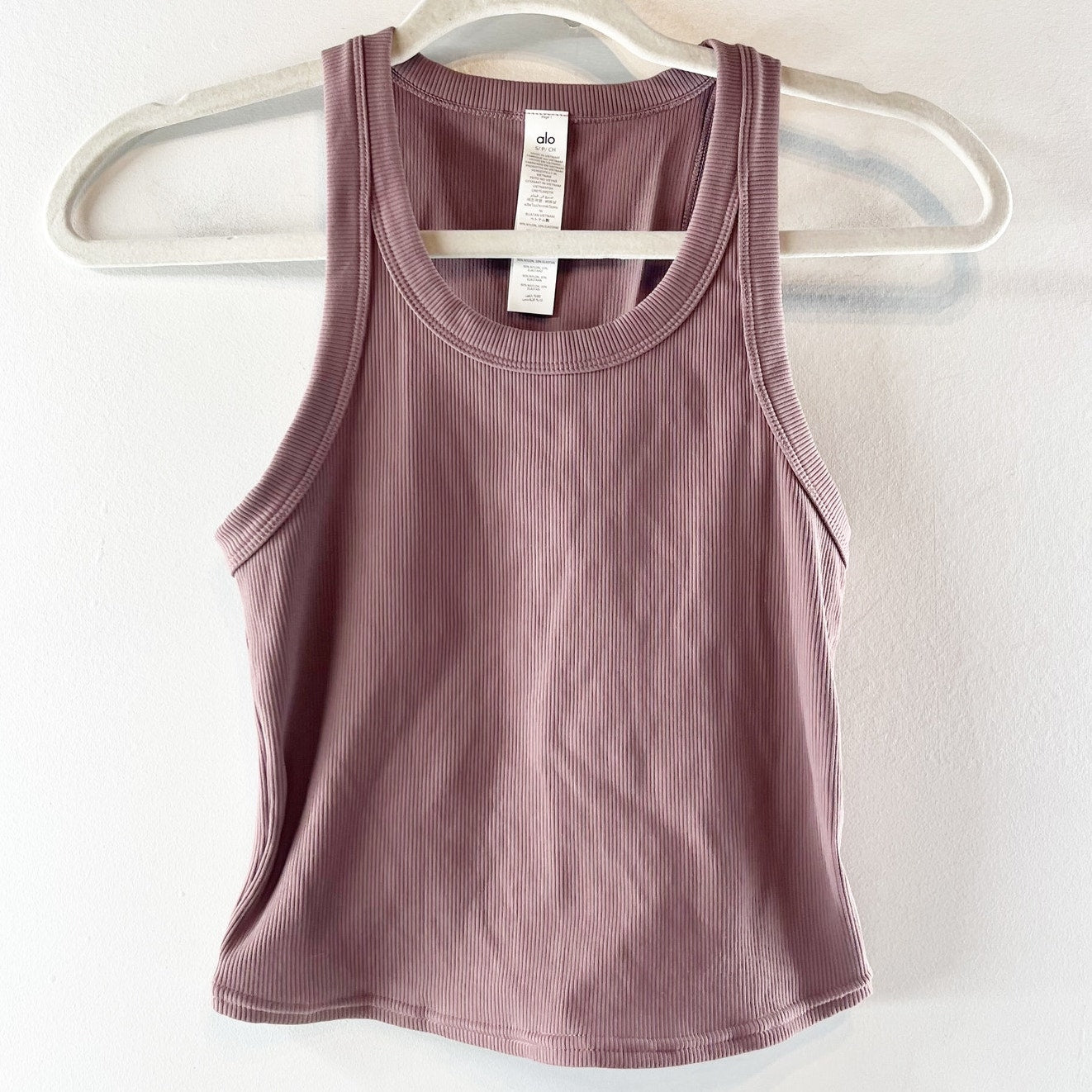Alo Yoga Goddess Ribbed Go-To Tank Top Smoky Quartz Purple Small