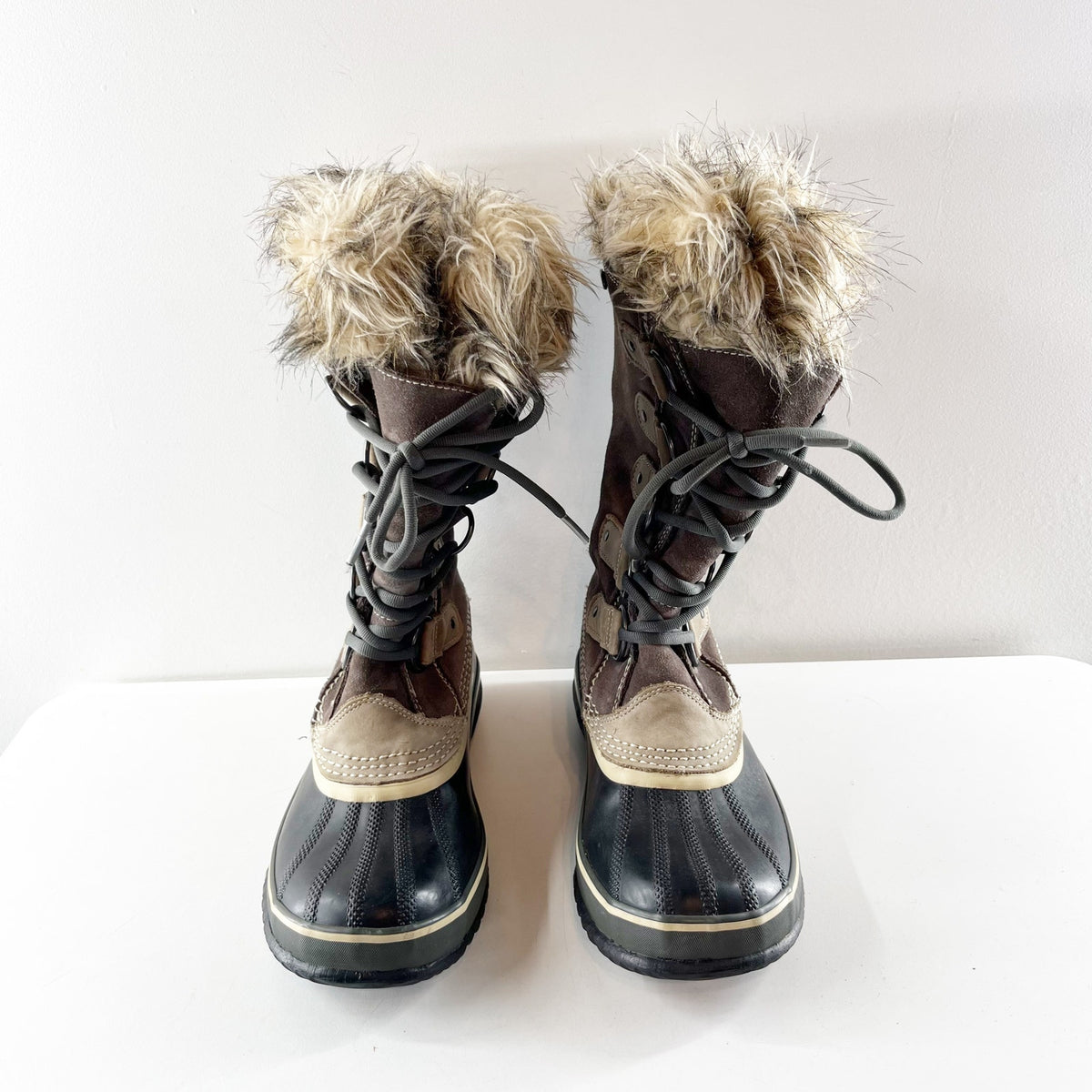 Sorel Joan of Arc Tall Waterproof Faux Fur Lined Winter Snow Rain Boots Brown 8
