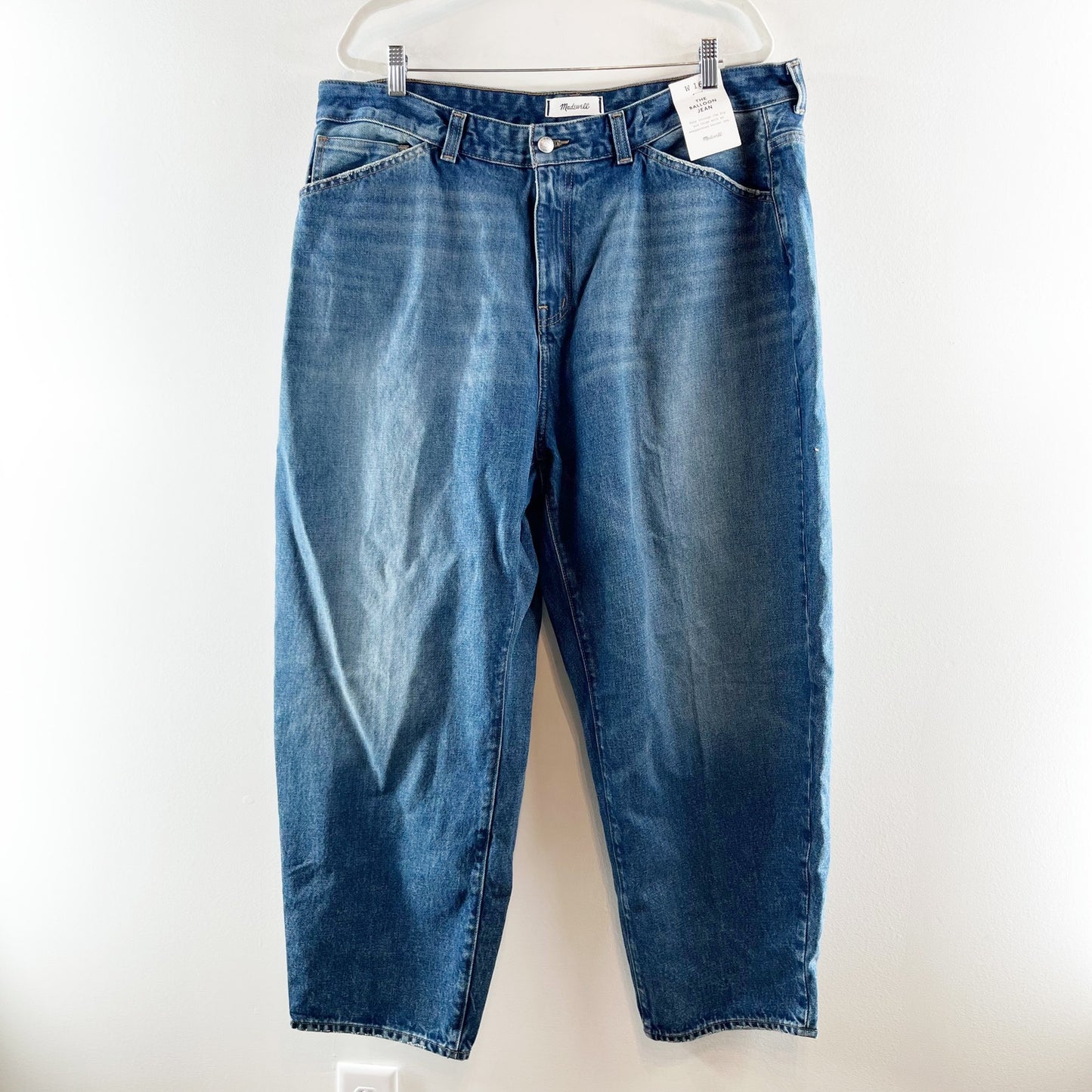 Madewell High Waisted Greendale Wash Rigid Denim The Balloon Jeans Blue Plus 16