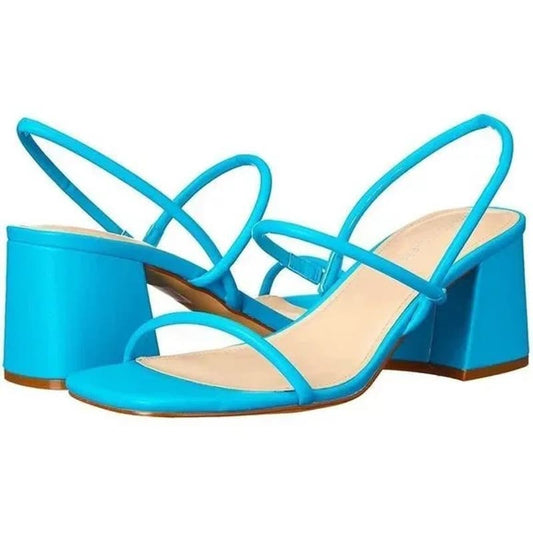 Marc Fisher Galvin Strappy Square Toe Sandals Turquoise Blue 8